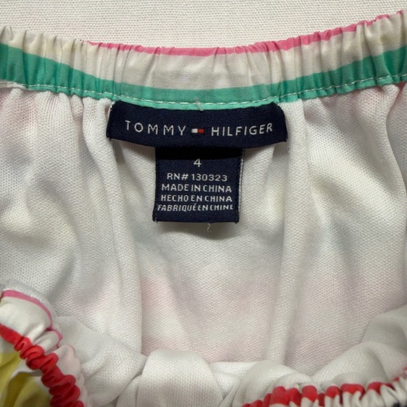 Tommy Hilfiger Girls Size 4 Rainbow Stripe Chambray Dress Flutter Sleeve - Picture 2 of 8